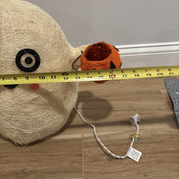 Halloween Light Up White Ghost With Pumpkin Basket Tested & Works 14x17” - Picture 10 of 14